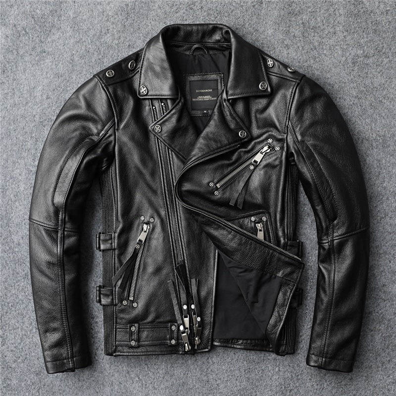 Slim Fit Soft First Layer Cowhide Biker's Leather Jacket