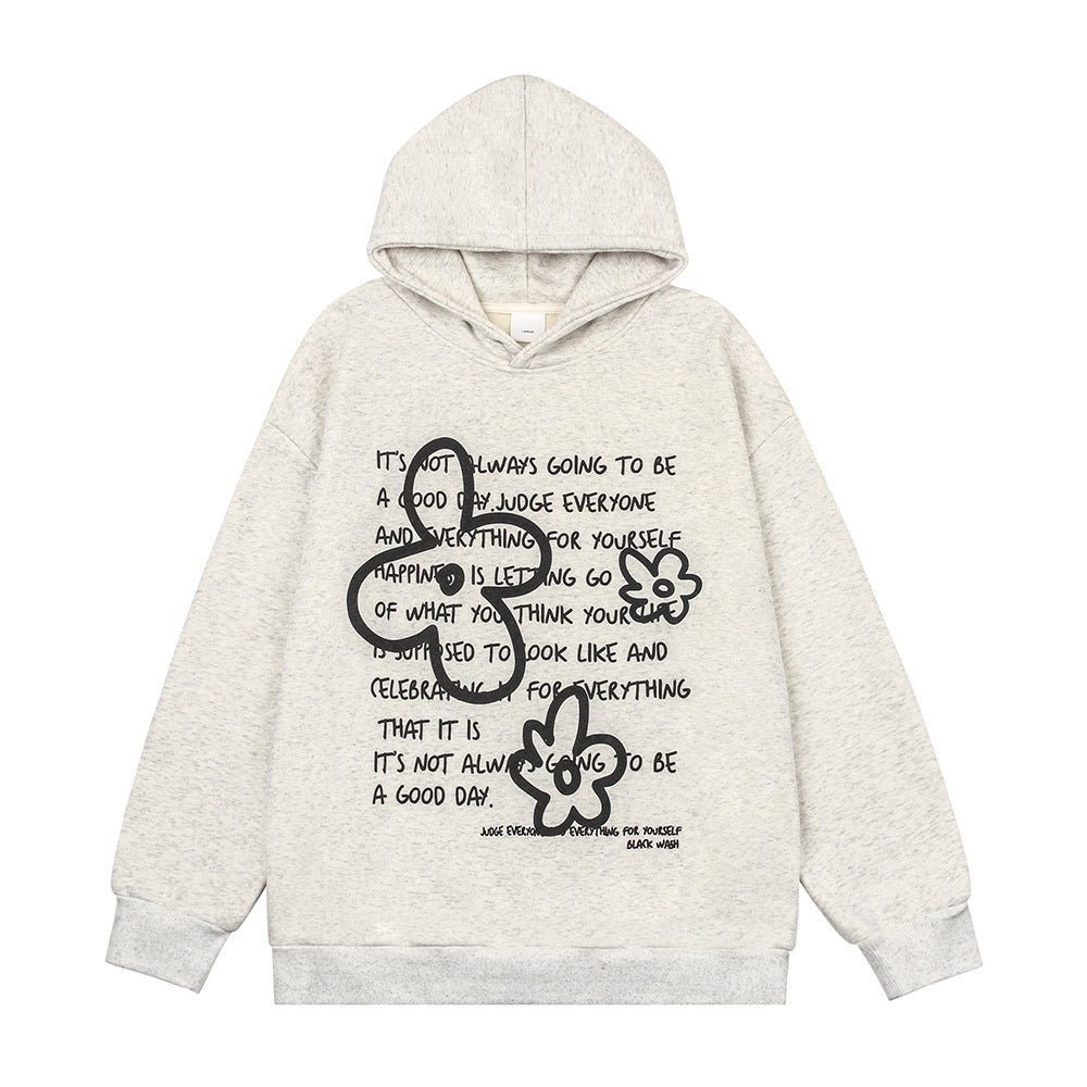 English Letters Printed Hoodie Men