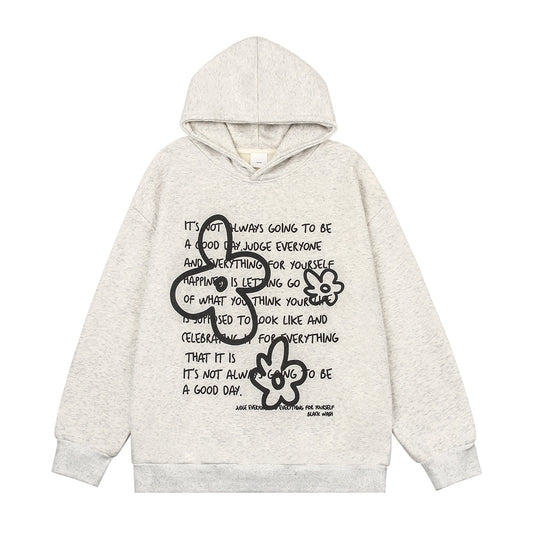 English Letters Printed Hoodie Men