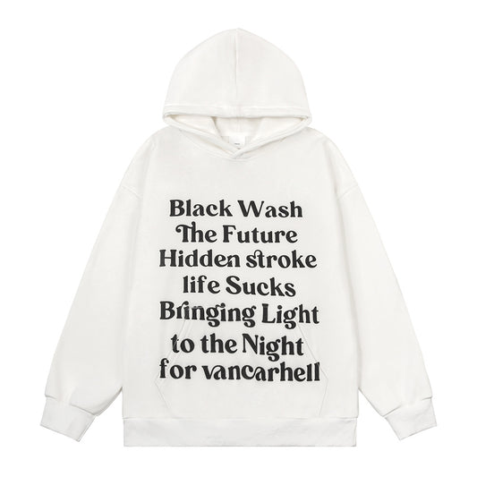 English Letters Printed Hoodie Men