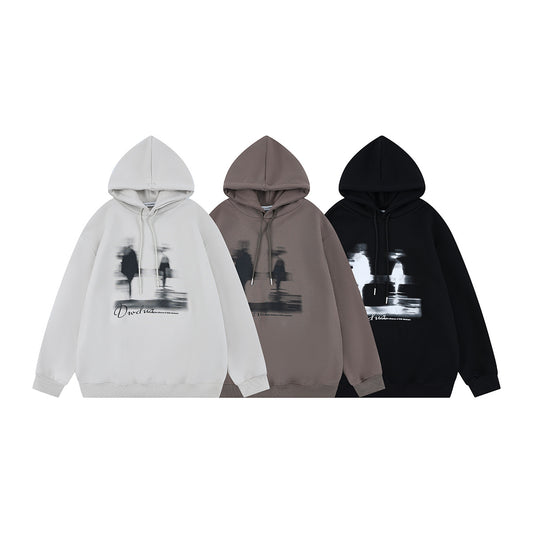 Men's Fashion Retro Creative Character Printing Loose-fitting Hoodie