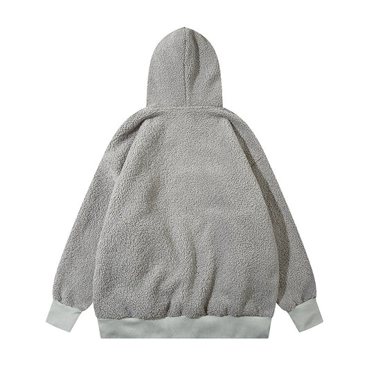 Lamb Wool Hooded Sweater Men's Cotton-padded Coat