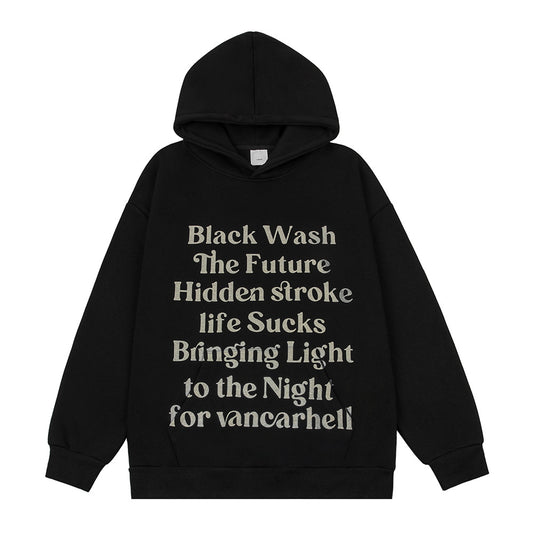 English Letters Printed Hoodie Men