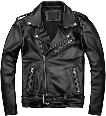 Black Brando Biker Cowhide Leather Jacket