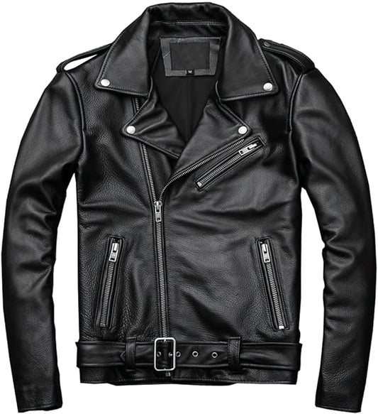 Black Brando Biker Cowhide Leather Jacket