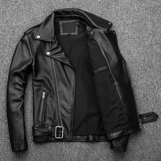 Black Brando Biker Cowhide Leather Jacket