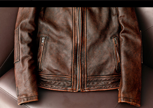 Motorcycle Short Stone Grinding Worn Coat